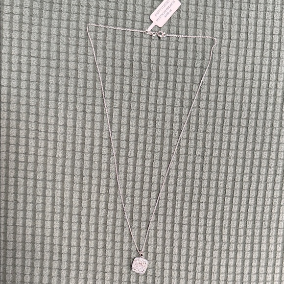 Elegant Silver Diamond Pendant Necklace 18”L